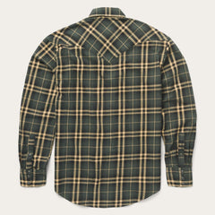Stetson Flannel Western Shirt in Hunter Green Plaid - Flyclothing LLC