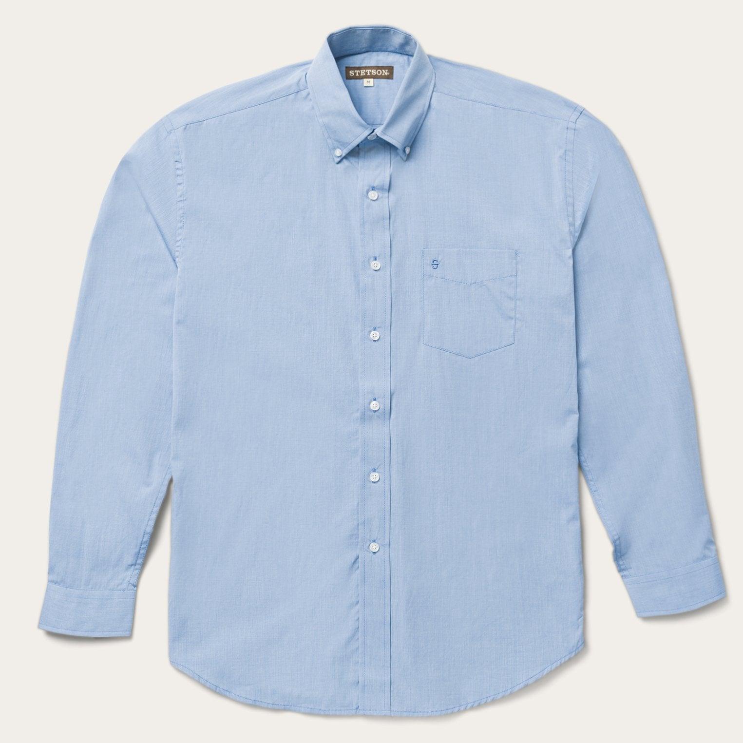 Stetson Blue Solid One-Pocket Snap-Front Shirt - Flyclothing LLC