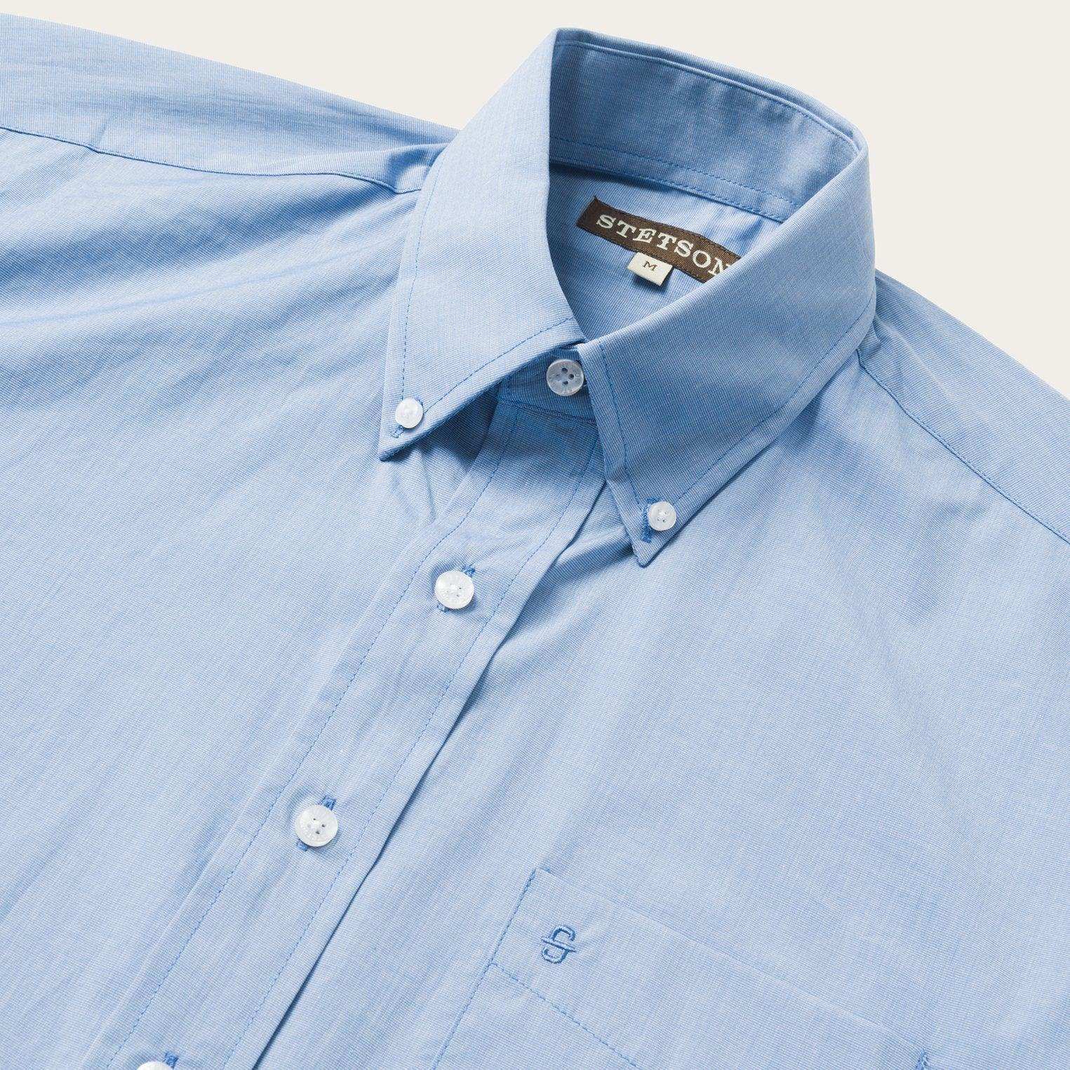 Stetson Blue Solid One-Pocket Snap-Front Shirt - Stetson - Flyclothing LLC
