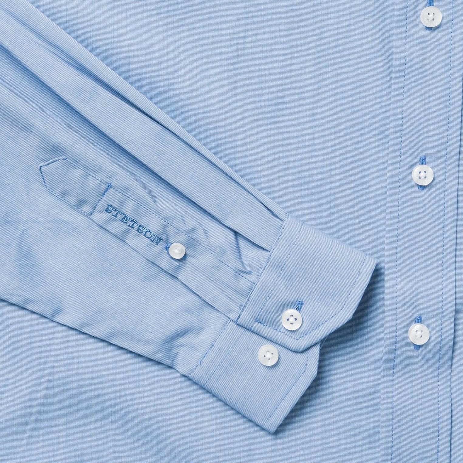 Stetson Blue Solid One-Pocket Snap-Front Shirt