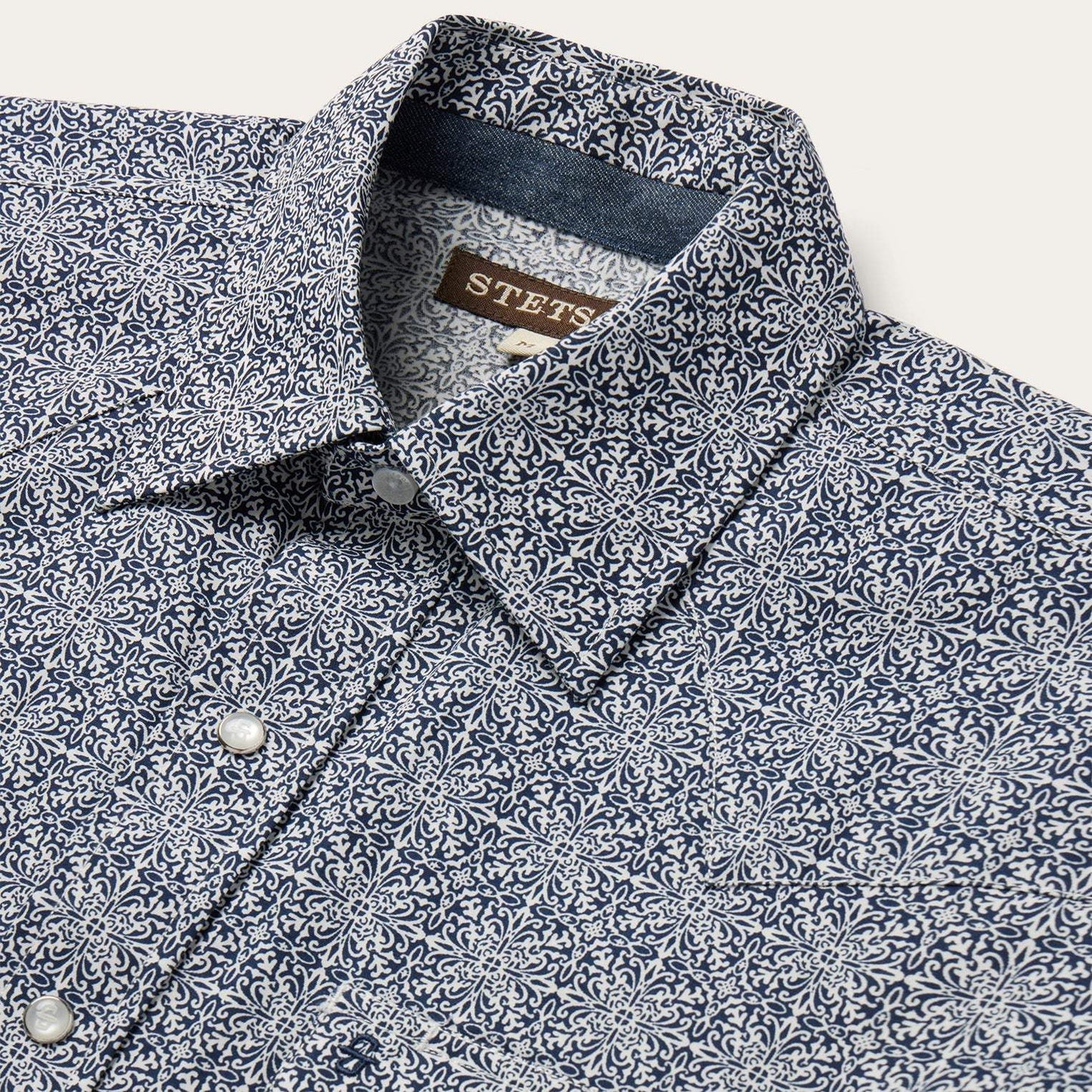 Stetson Navy Print Short Sleeve Western Shirt - Stetson - Flyclothing LLC
