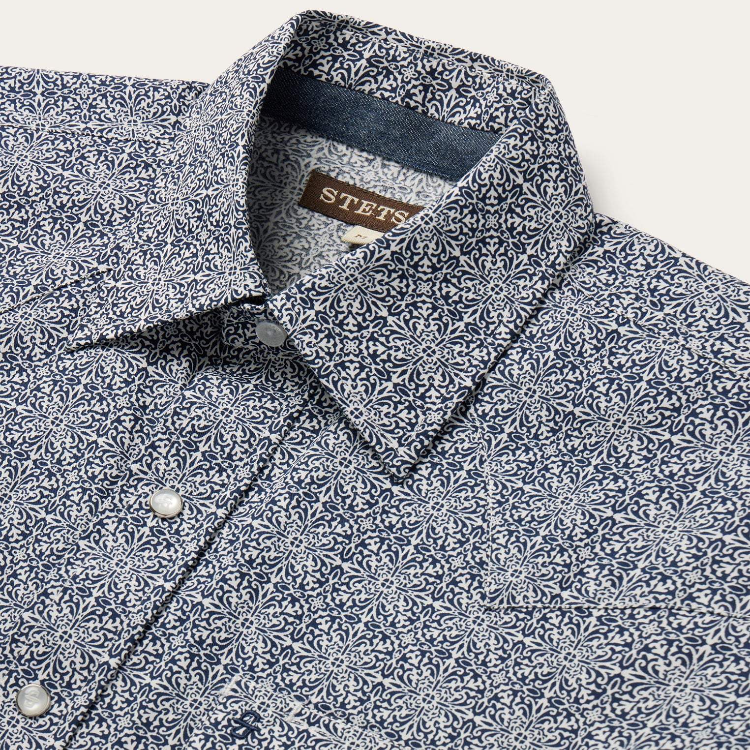 Stetson Navy Print Short Sleeve Western Shirt - Stetson - Flyclothing LLC