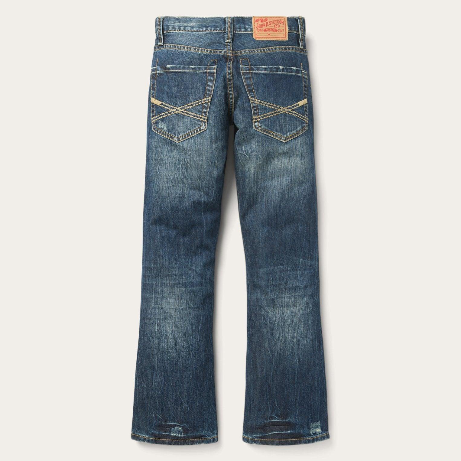 Stetson 1014 Fit Destructed Dark Wash Jeans - Flyclothing LLC