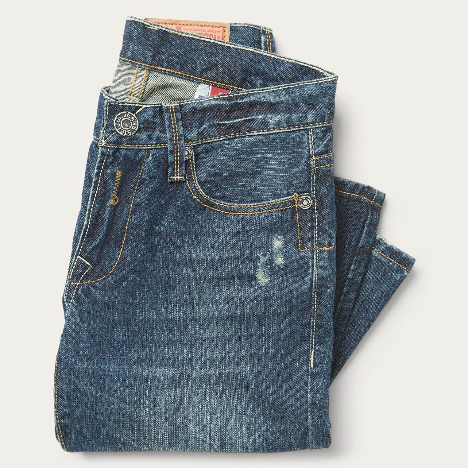 Stetson 1014 Fit Destructed Dark Wash Jeans - Flyclothing LLC