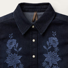 Stetson Embroidered Dark Denim Snap Front Blouse