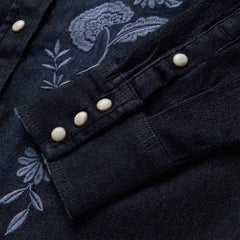 Stetson Embroidered Dark Denim Snap Front Blouse