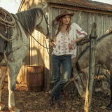 Stetson Dobby Peasant Blouse - Stetson - Flyclothing LLC