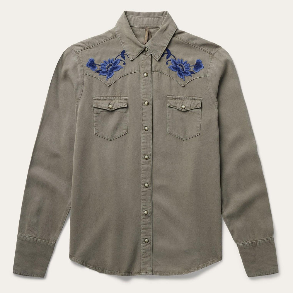 Stetson Olive Lyocell Twill Western Blouse - Stetson