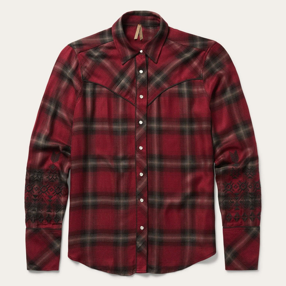 Stetson Western Plaid Wine Blouse - Stetson