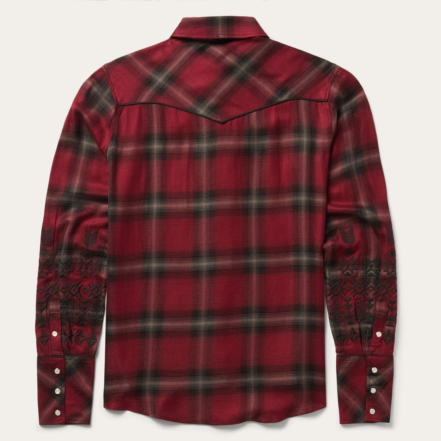 Stetson Western Plaid Wine Blouse