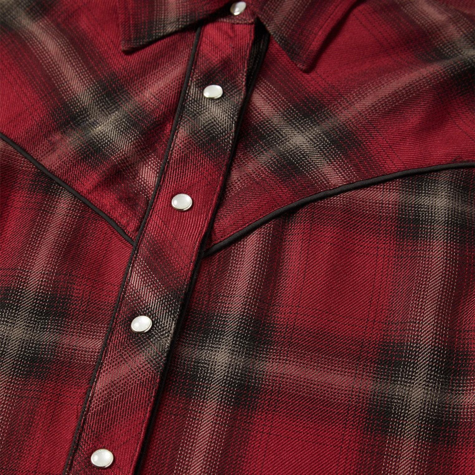 Stetson Western Plaid Wine Blouse