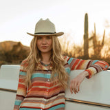 Stetson Sunset Serape Print Rayon Herringbone Western Shirt - Stetson - Flyclothing LLC