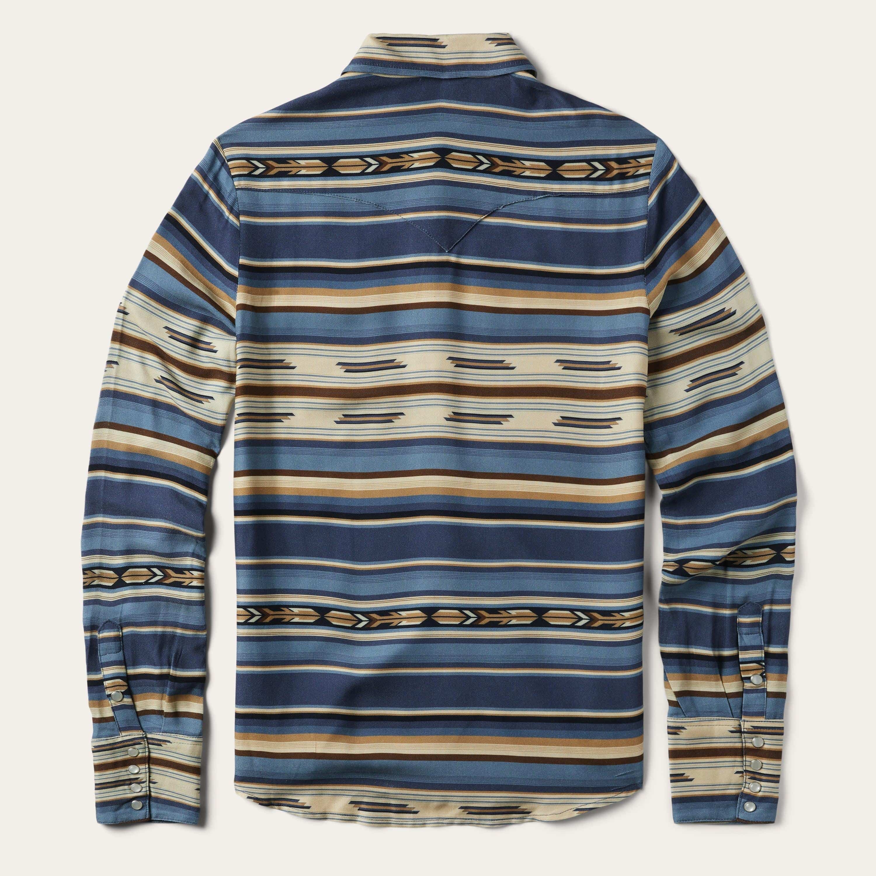 Stetson Indigo Serape Print Rayon Twill Blouse - Flyclothing LLC