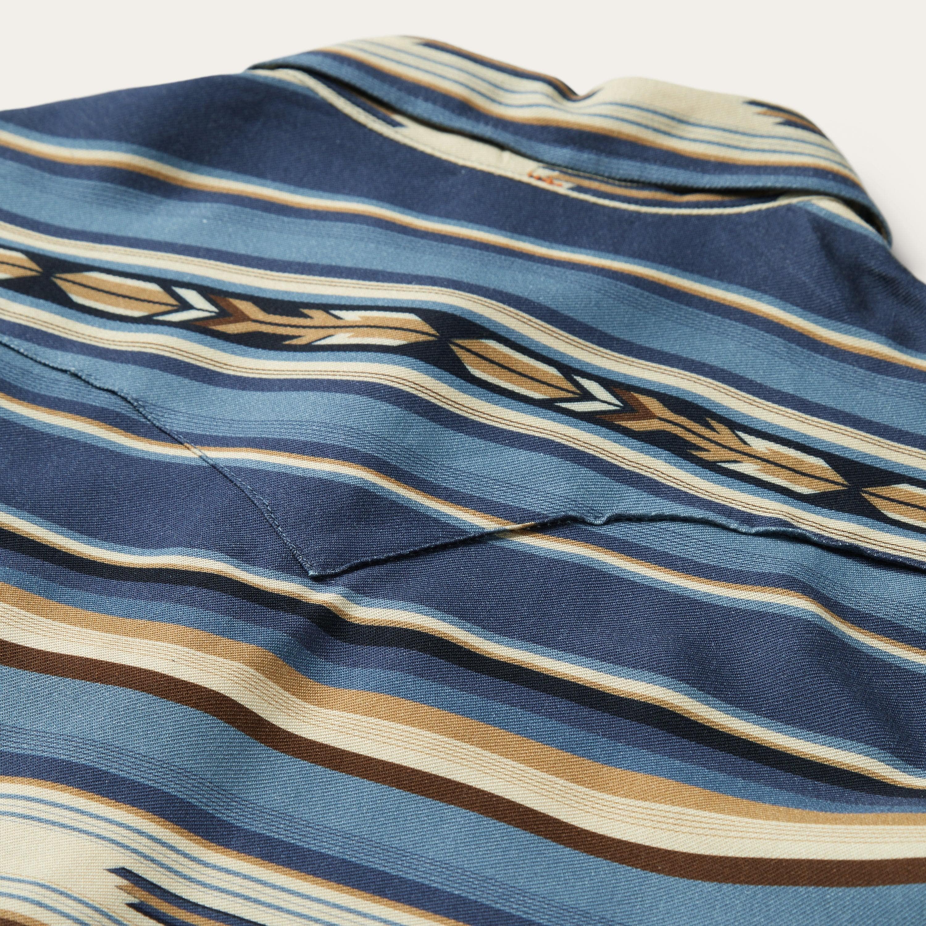 Stetson Indigo Serape Print Rayon Twill Blouse - Flyclothing LLC
