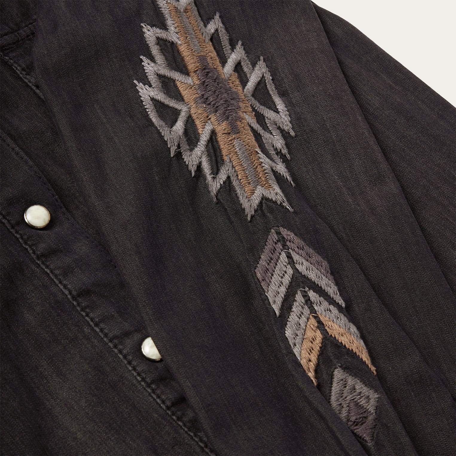 Stetson Embroidered Black Denim Shirt - Flyclothing LLC