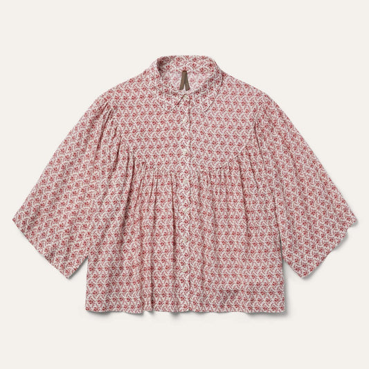 Stetson Short-Sleeved Cottage Floral Blouse