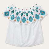 Stetson Bright Schiffli Embroidered White Cotton Lawn Top - Stetson