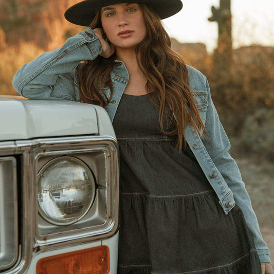 Stetson Dark Denim Dress With Contrast Top Stitching - Stetson - Flyclothing LLC