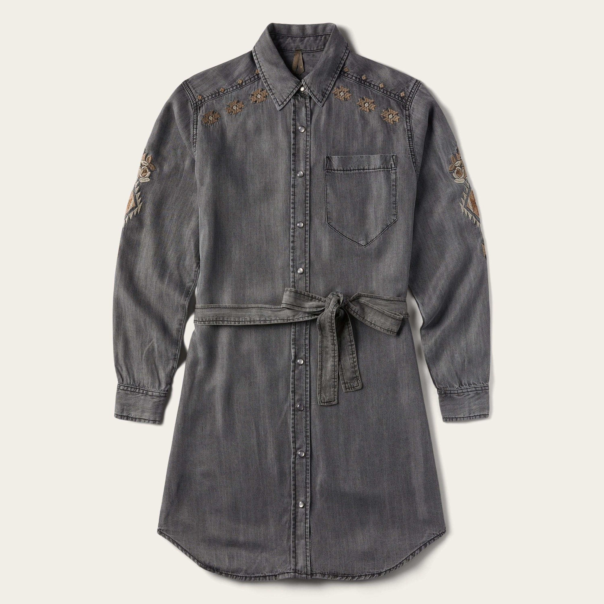 Stetson Embroidered Snap Front Shirt Dress - Stetson - Flyclothing LLC