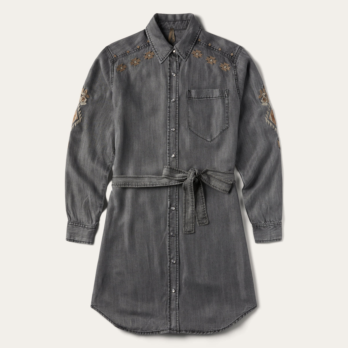 Stetson Embroidered Snap Front Shirt Dress