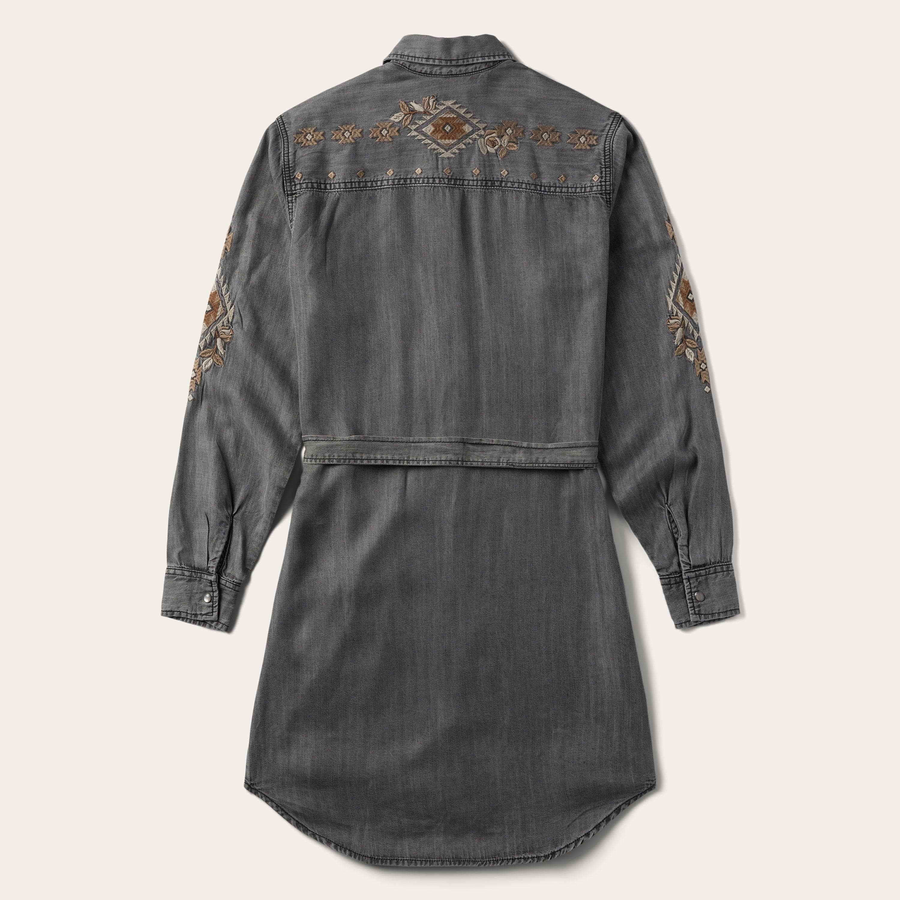 Stetson Embroidered Snap Front Shirt Dress - Flyclothing LLC