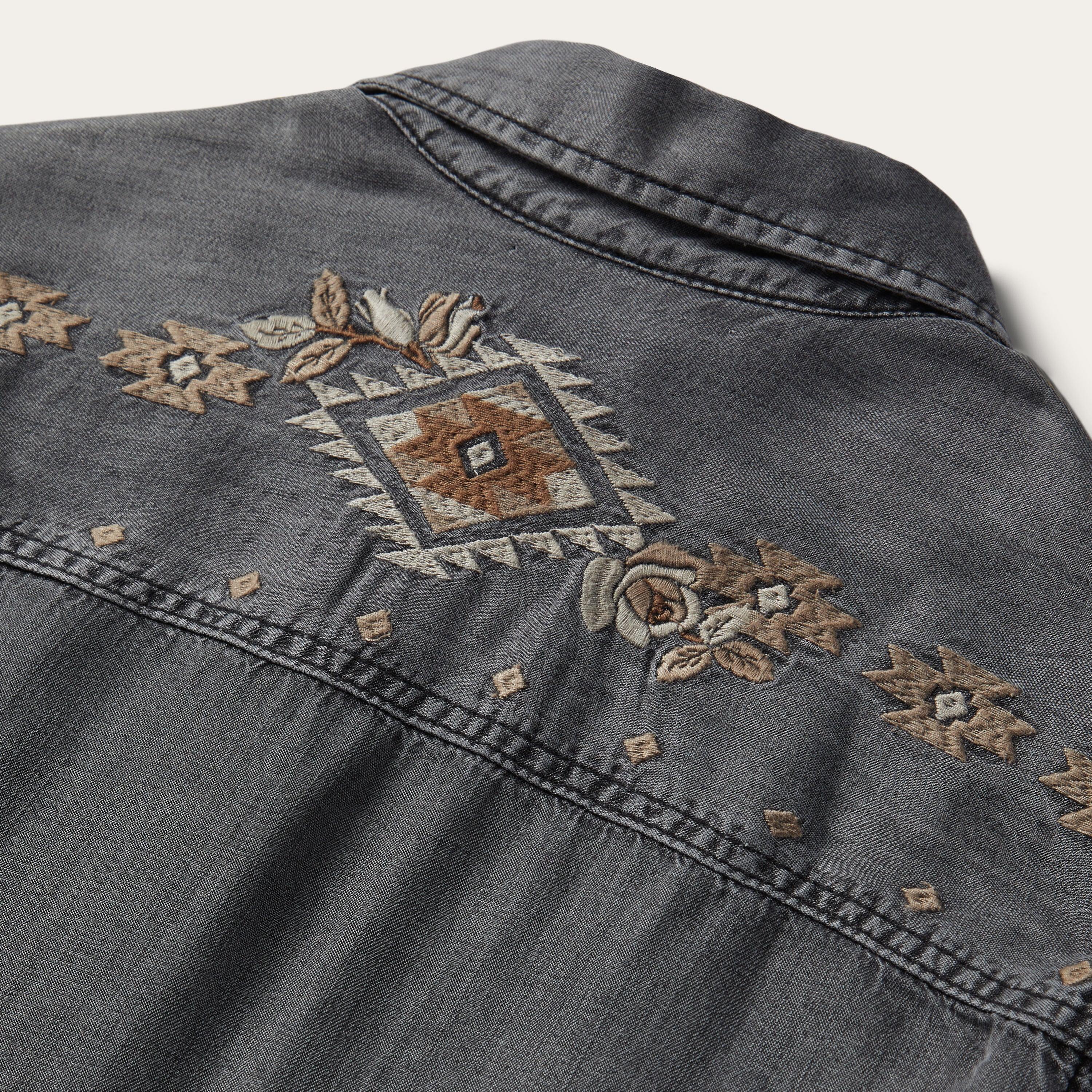 Stetson Embroidered Snap Front Shirt Dress - Flyclothing LLC