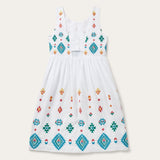 Stetson Bright Schiffli Embroidered White Cotton Lawn Dress - Stetson