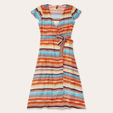 Stetson Sunset Serape Print Rayon Herringbone Wrap Front Dress - Stetson