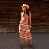 Stetson Sunset Serape Print Rayon Herringbone Wrap Front Dress - Stetson