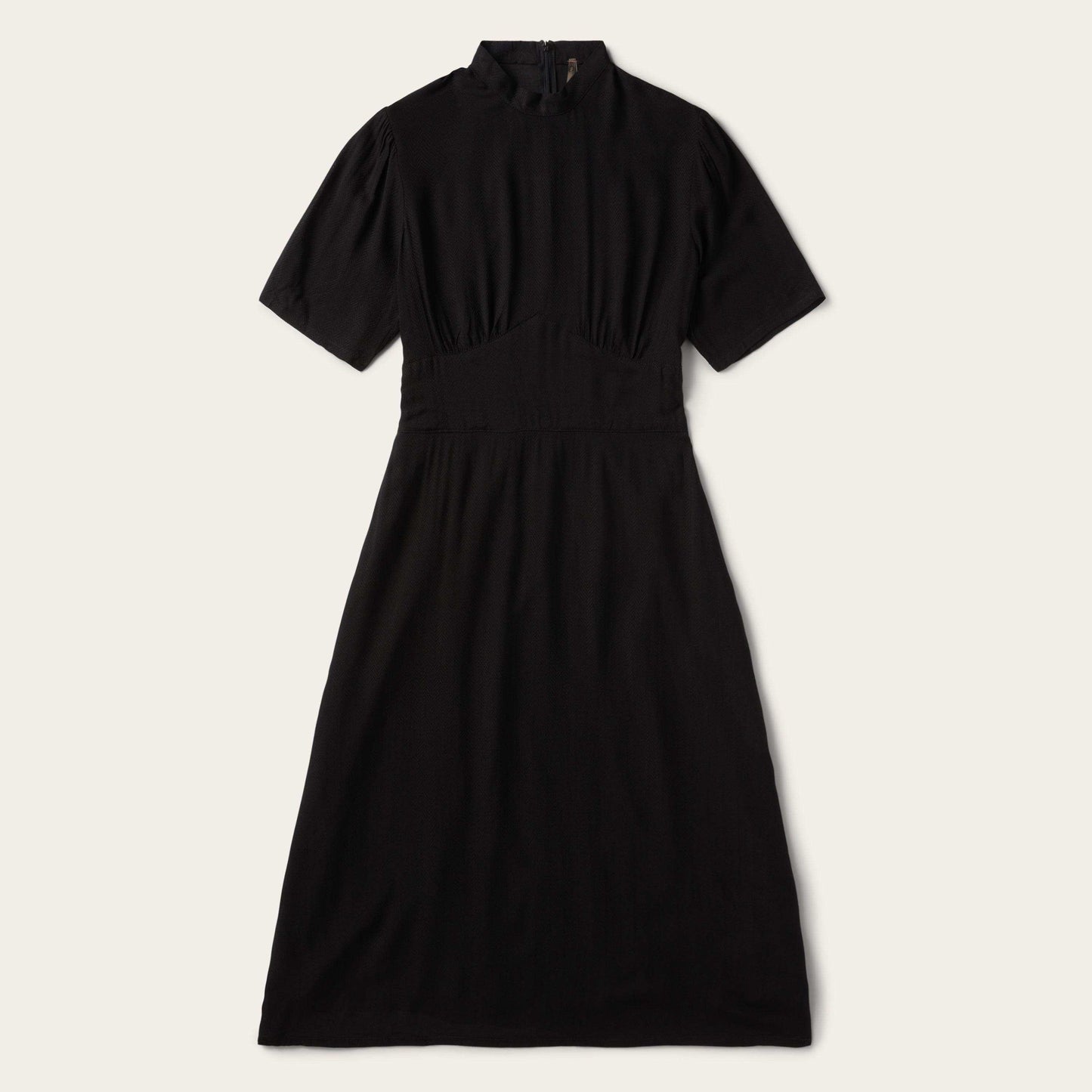 Stetson Black Rayon Herringbone Twill Midi Dress - Stetson - Flyclothing LLC
