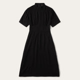 Stetson Black Rayon Herringbone Twill Midi Dress - Stetson