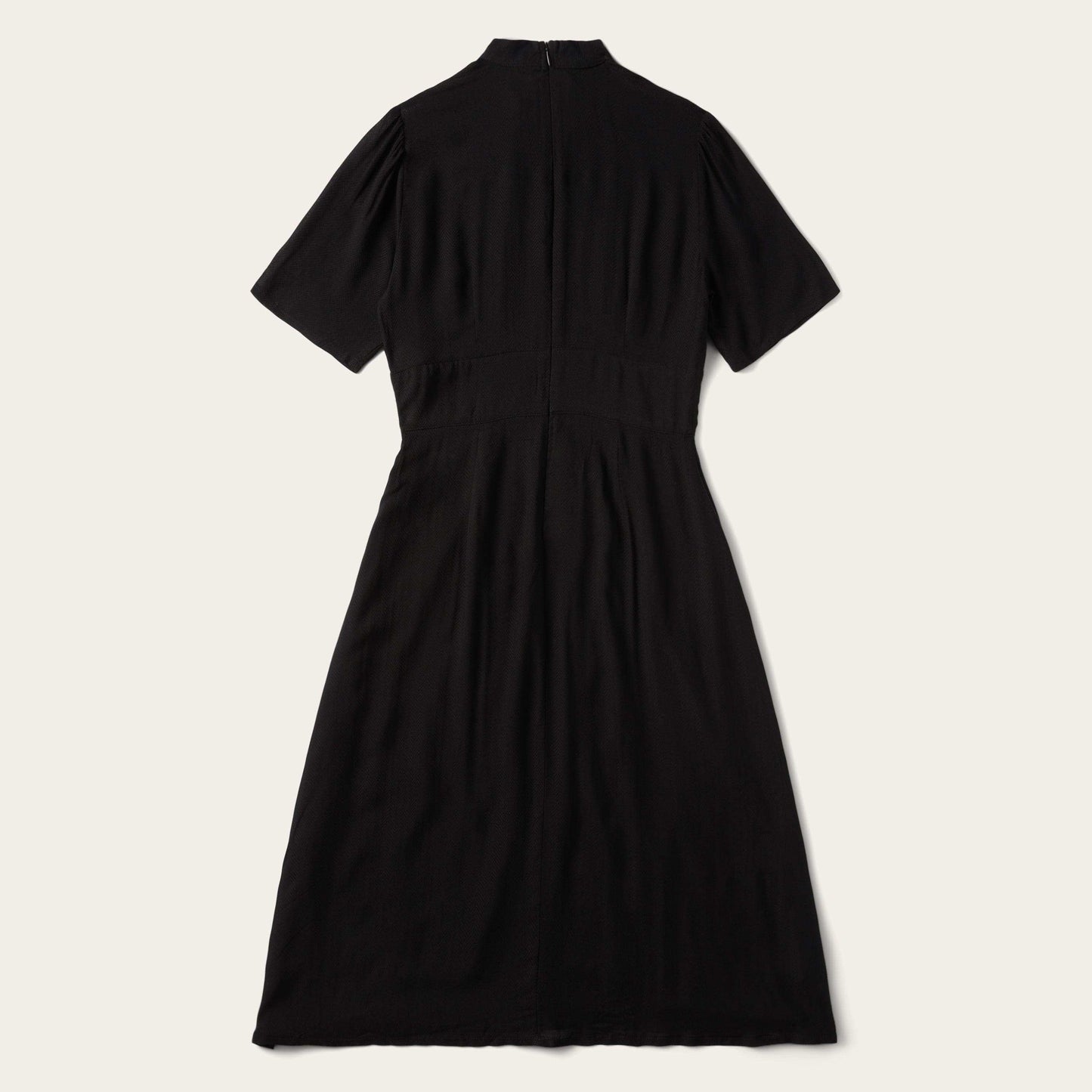 Stetson Black Rayon Herringbone Twill Midi Dress - Stetson - Flyclothing LLC