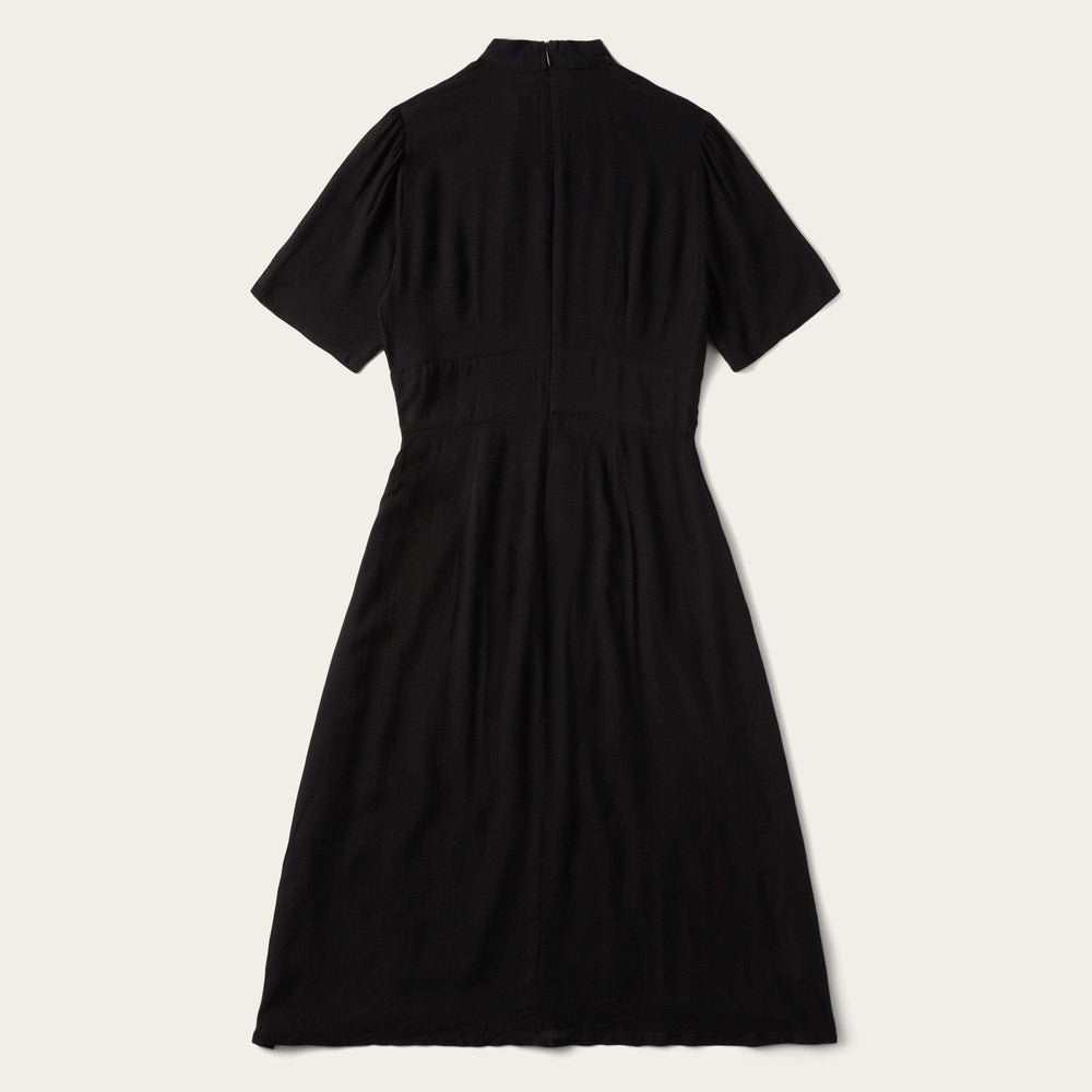 Stetson Black Rayon Herringbone Twill Midi Dress - Stetson - Flyclothing LLC