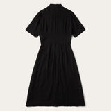 Stetson Black Rayon Herringbone Twill Midi Dress - Stetson