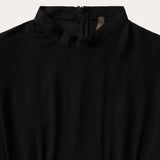 Stetson Black Rayon Herringbone Twill Midi Dress - Stetson