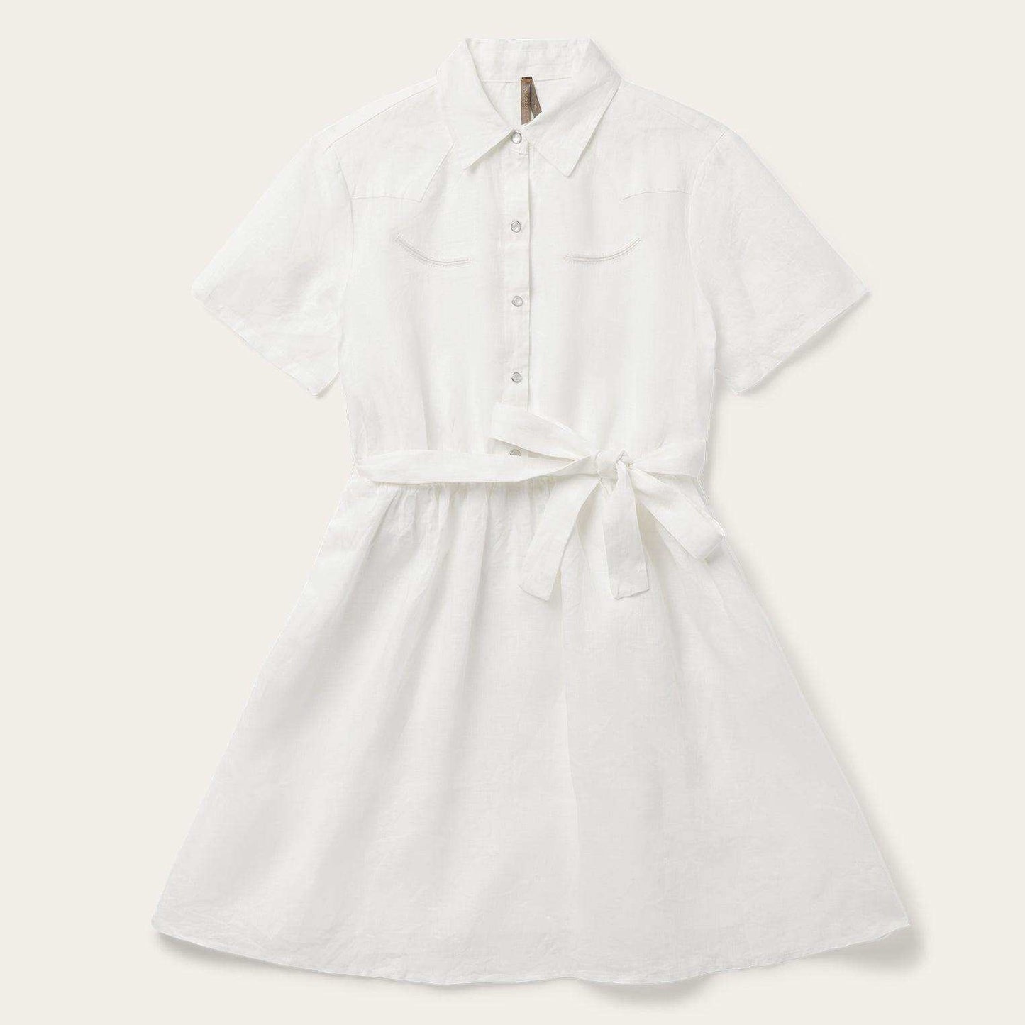 Stetson White Tonal Stripe Linen Shirt Dress - Stetson - Flyclothing LLC