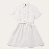 Stetson White Tonal Stripe Linen Shirt Dress - Stetson