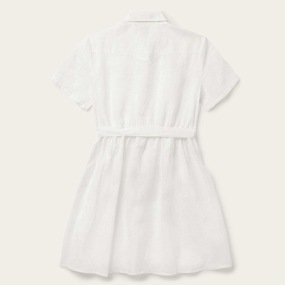 Stetson White Tonal Stripe Linen Shirt Dress - Stetson - Flyclothing LLC