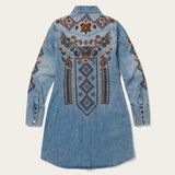 Stetson Floral Embroidered Denim Shirt Dress - Stetson - Flyclothing LLC