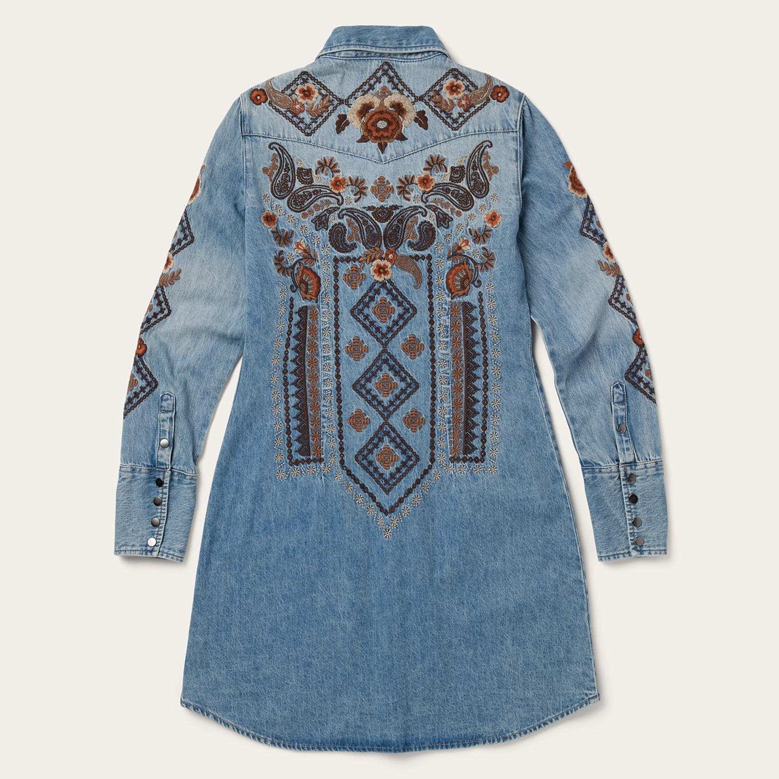 Stetson Floral Embroidered Denim Shirt Dress - Stetson - Flyclothing LLC