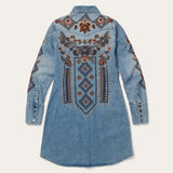 Stetson Floral Embroidered Denim Shirt Dress - Stetson