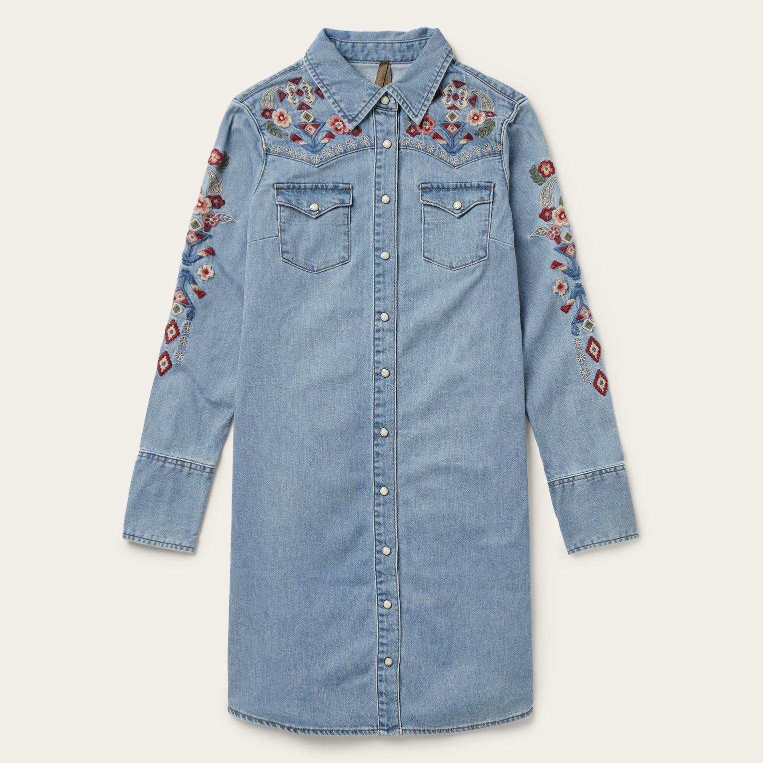 Stetson Embroidered Denim Shirt Dress - Stetson - Flyclothing LLC