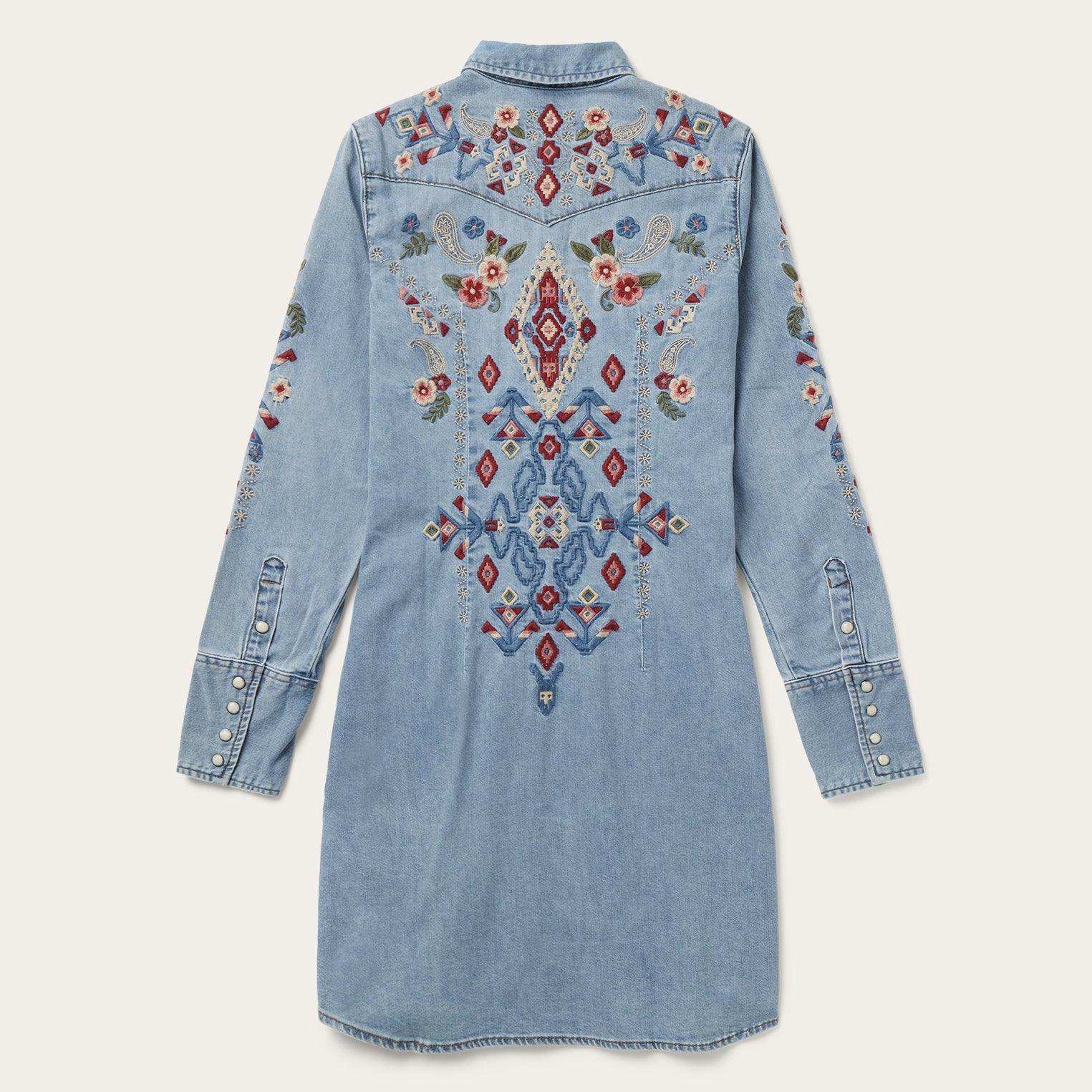 Stetson Embroidered Denim Shirt Dress - Stetson - Flyclothing LLC
