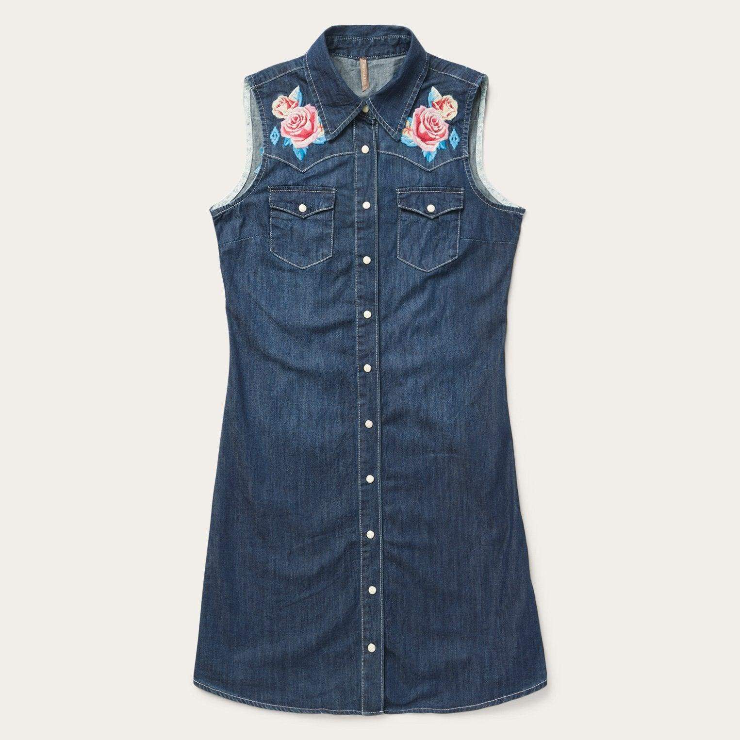 Stetson Embroidered Denim Shirt Dress - Stetson - Flyclothing LLC