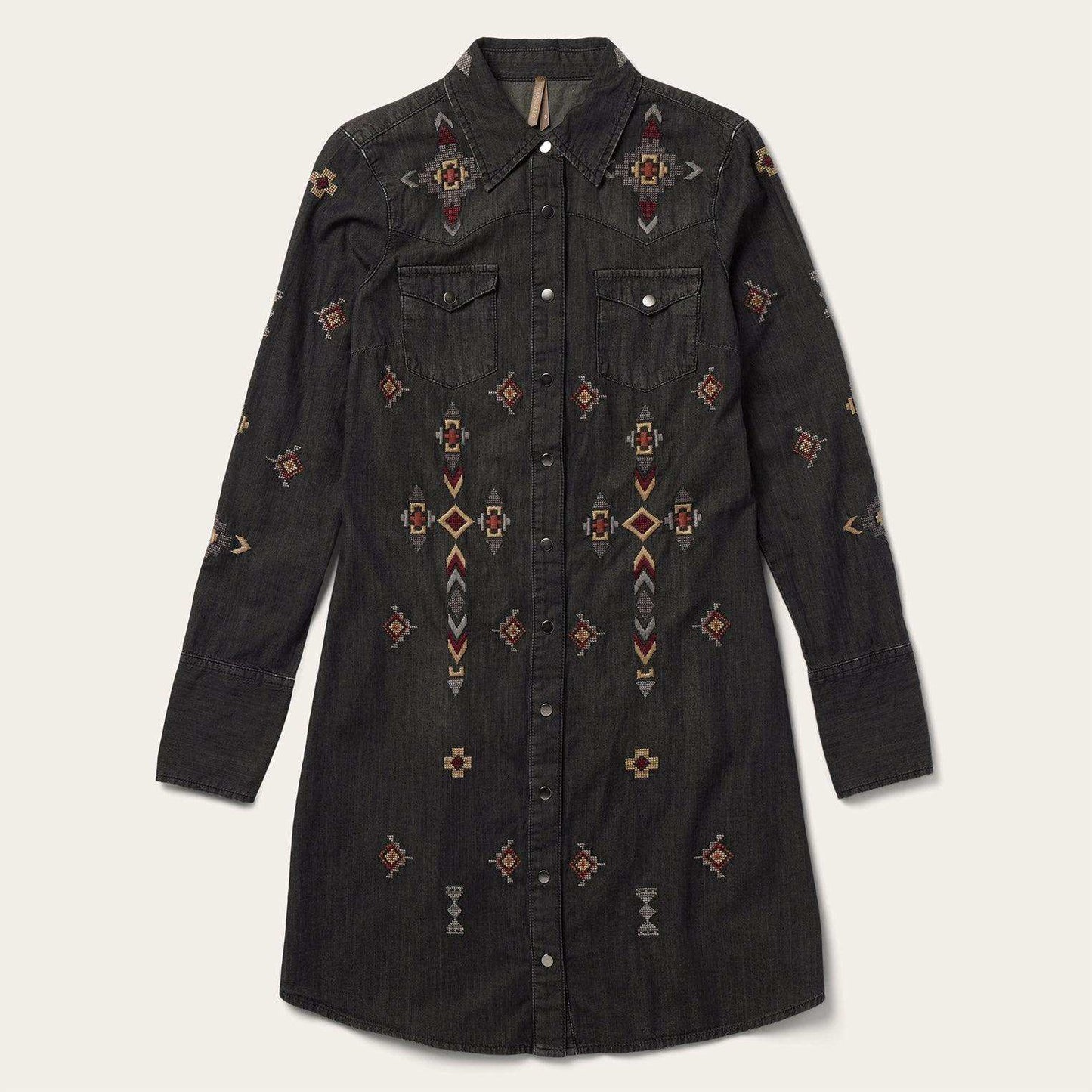 Stetson Embroidered Black Denim Shirt Dress - Stetson - Flyclothing LLC
