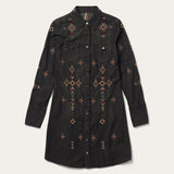 Stetson Embroidered Black Denim Shirt Dress - Stetson