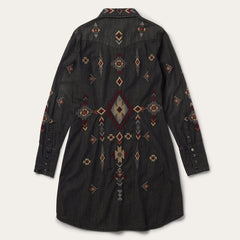 Stetson Embroidered Black Denim Shirt Dress