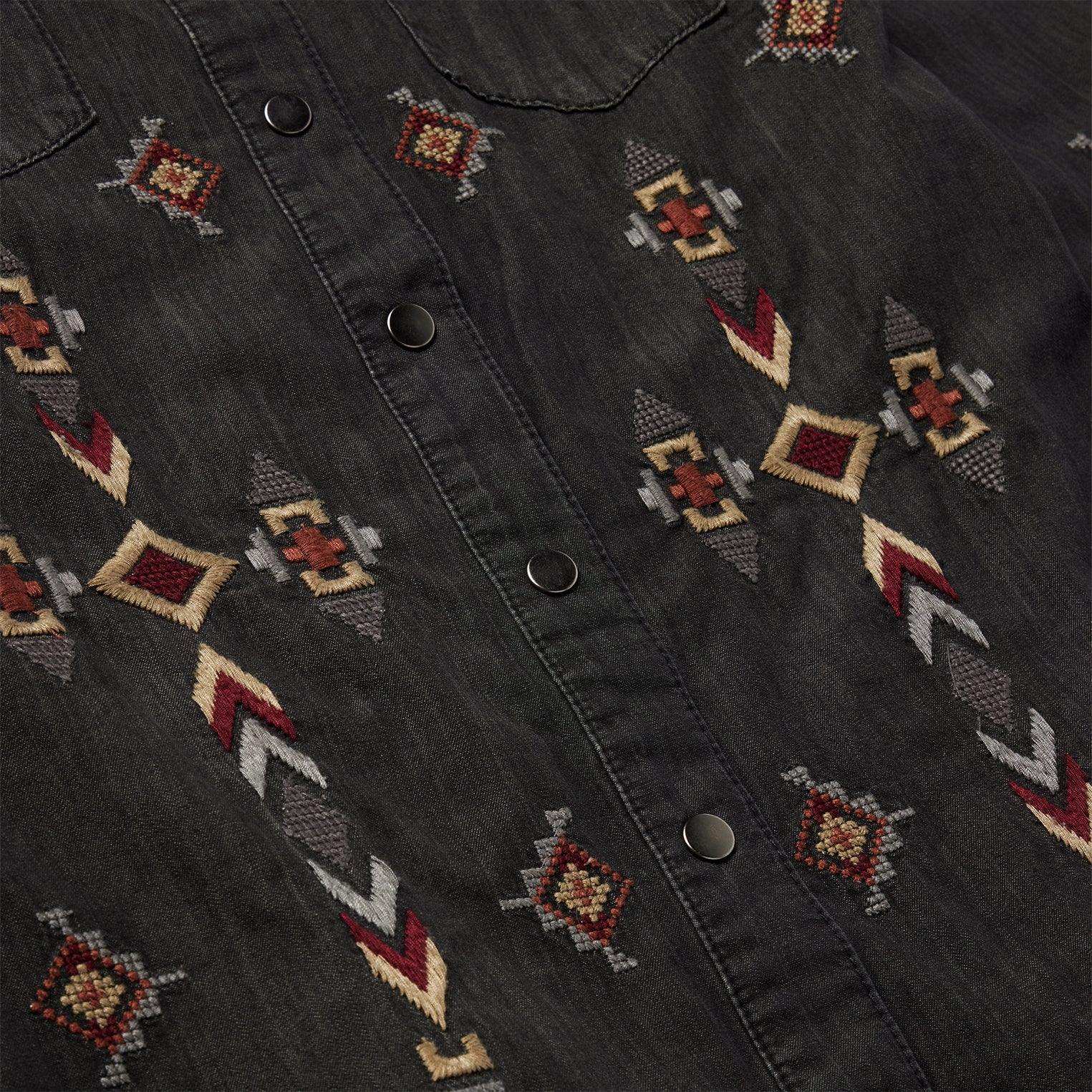 Stetson Embroidered Black Denim Shirt Dress - Stetson - Flyclothing LLC