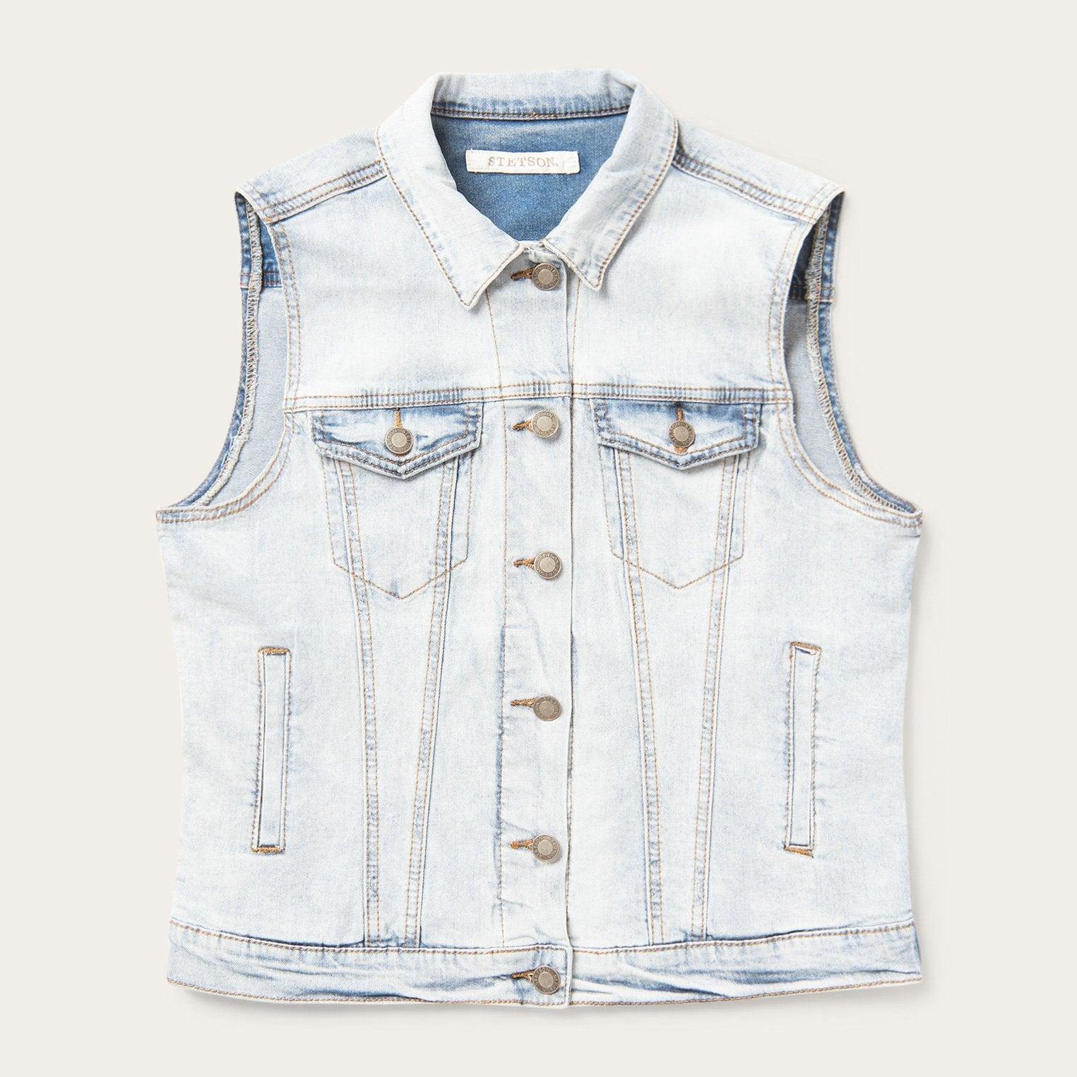 Stetson Light Wash Denim Vest - Flyclothing LLC