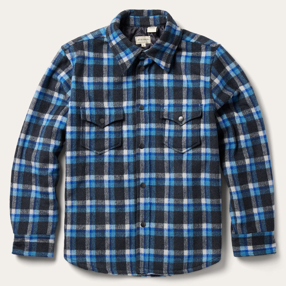 Stetson Blue Plaid Quilted Shirt Jacket - Stetson
